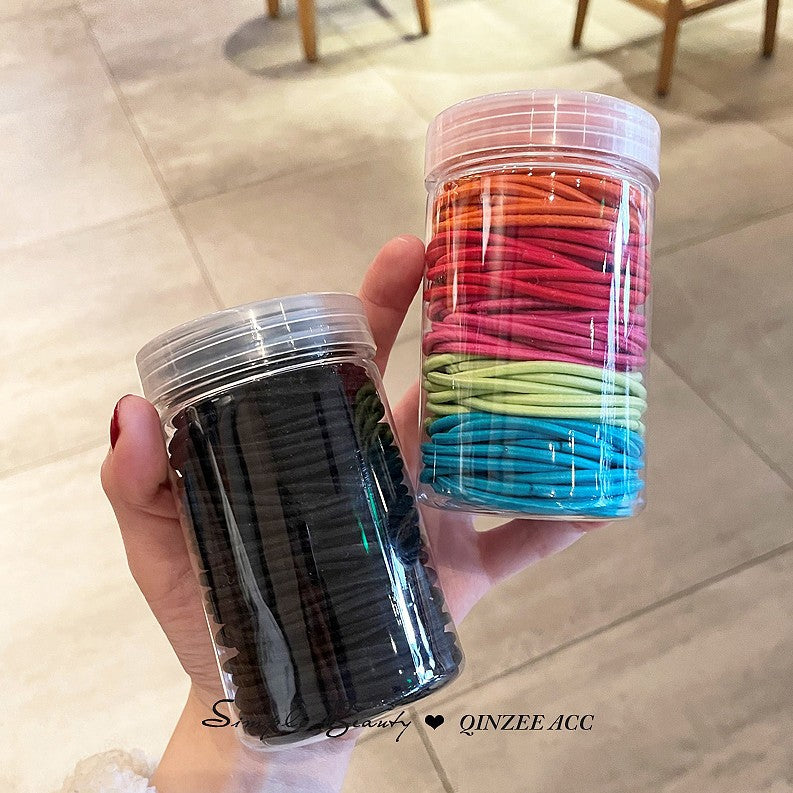 Factory Direct Sales Korean Candy Small Rubber Band High Elastic Leather Case Basic Hair Ring Rubber Band Simple Tie-up Hair Head Rope