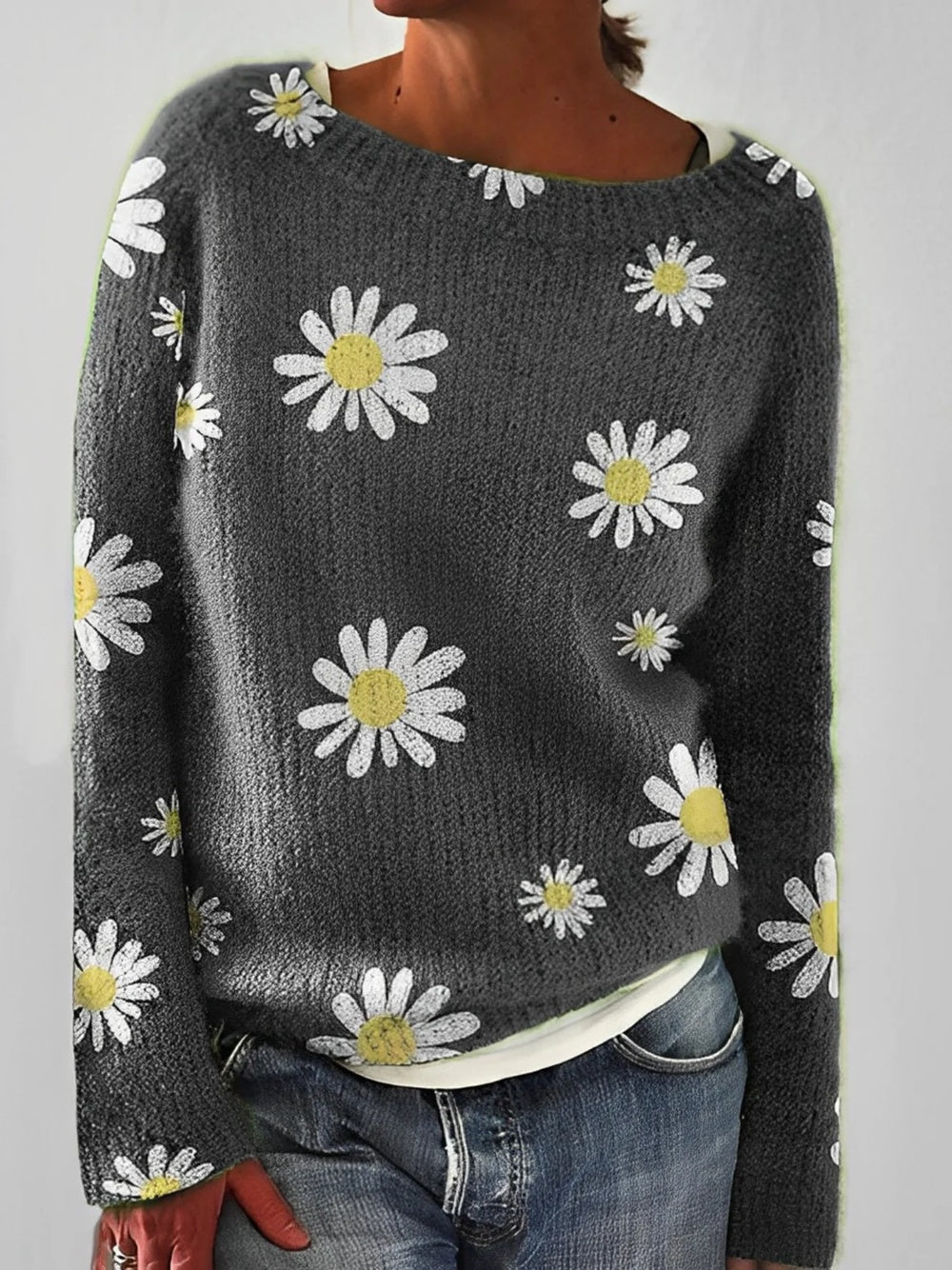 Women's Sweater Solid Color Static Version Basic Style Round Neck