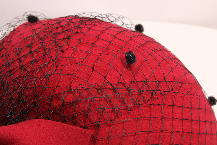 Hat Women's Vintage Woolen Fabric Bowknot