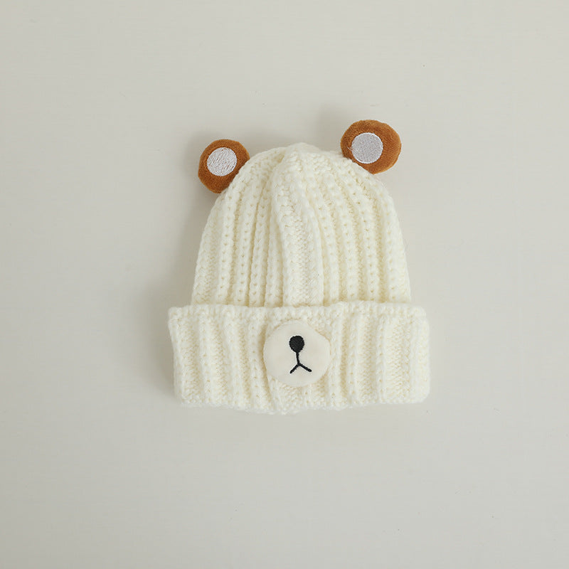 Knitted Hat Bear Candy Color Woolen Cap