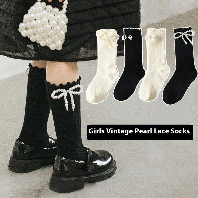 Pearl Girls' Socks Cute Japanese Style Children's Tube Socks