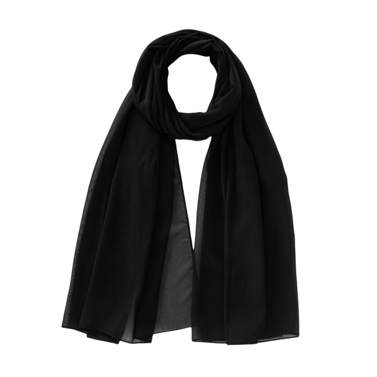 Women's Pure Color Pearl Chiffon Bubble Scarf Gauze Scarf
