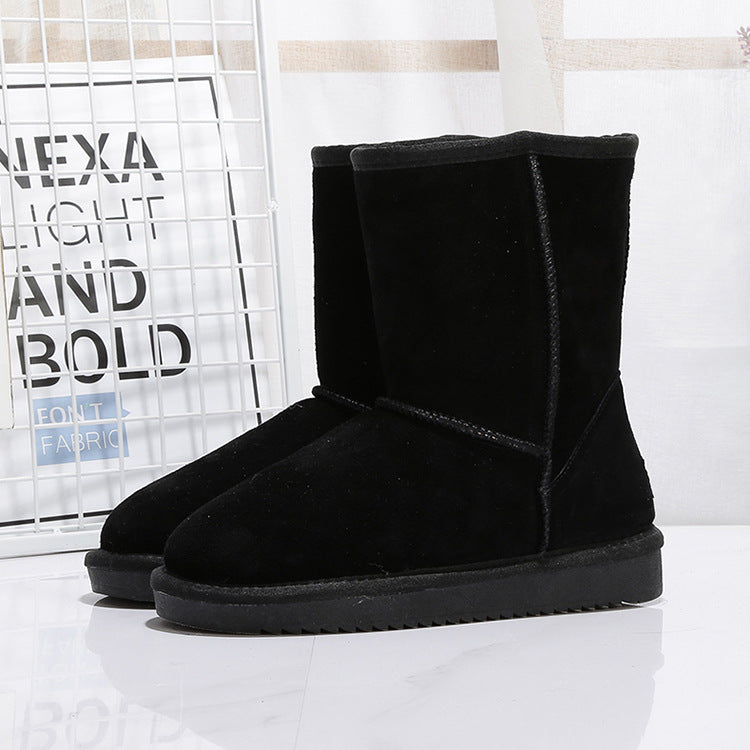 Middle Tube Plus Velvet Warm  Boots Student Cotton Shoes