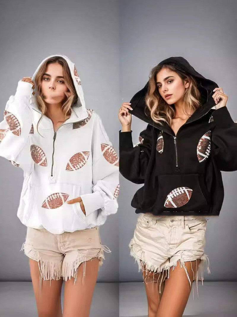 Hooded Long Sleeve Kangaroo Pocket Women's Sweater