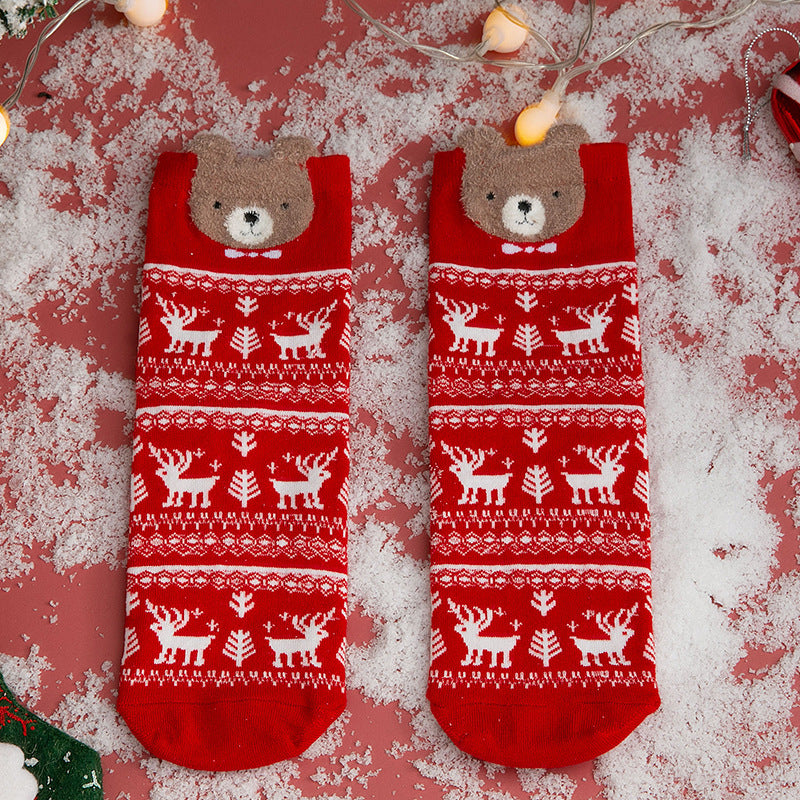 New Christmas Stockings European And American Women's Cotton Straight