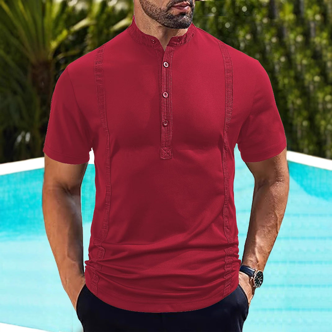 Casual Pearl Cotton Twill Short-sleeved Polo Shirt
