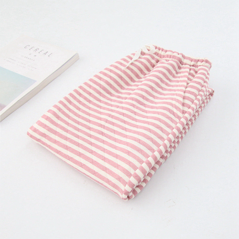 Cotton Air Layer Couple's Thickening Trousers With Side Pockets