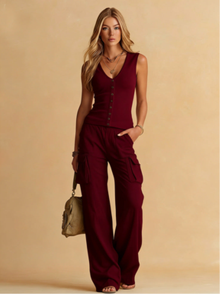 Womens Loose-fitting Pants And Top Set