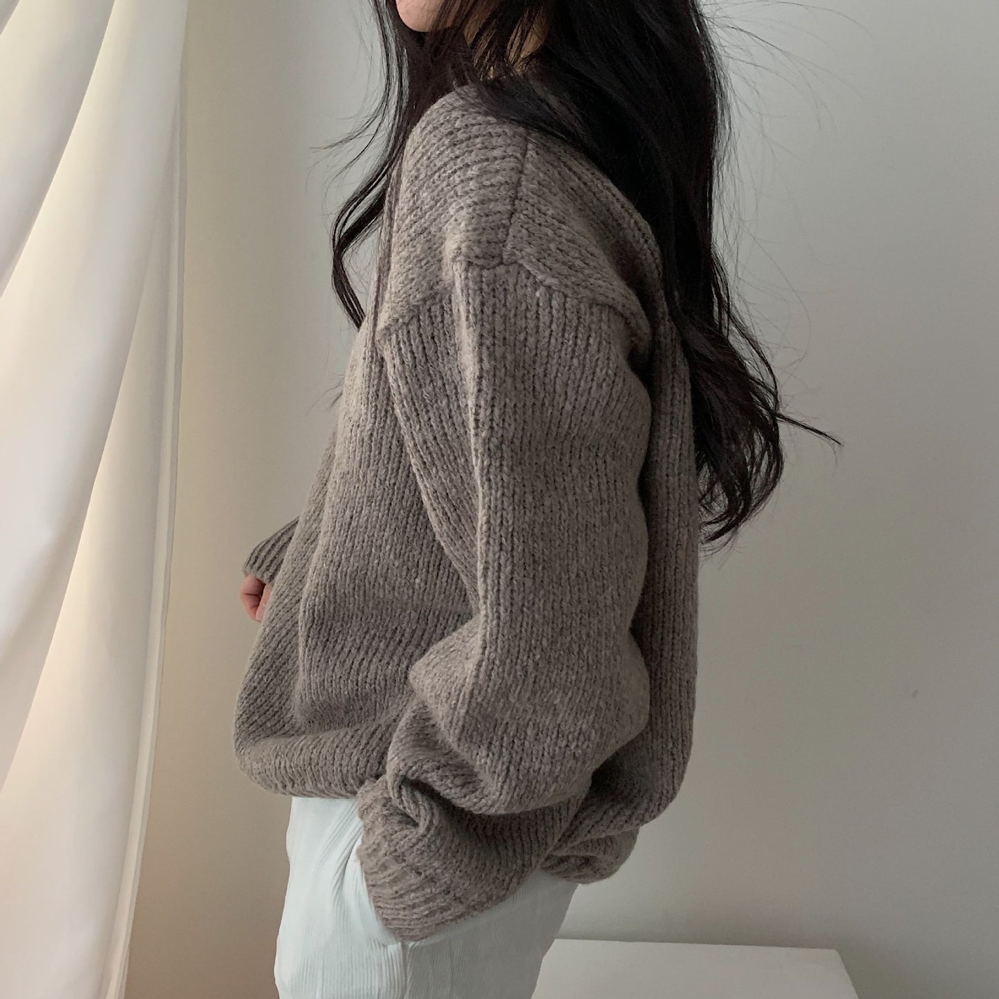 Versatile Long Sleeve Round Neck Pullover Sweater