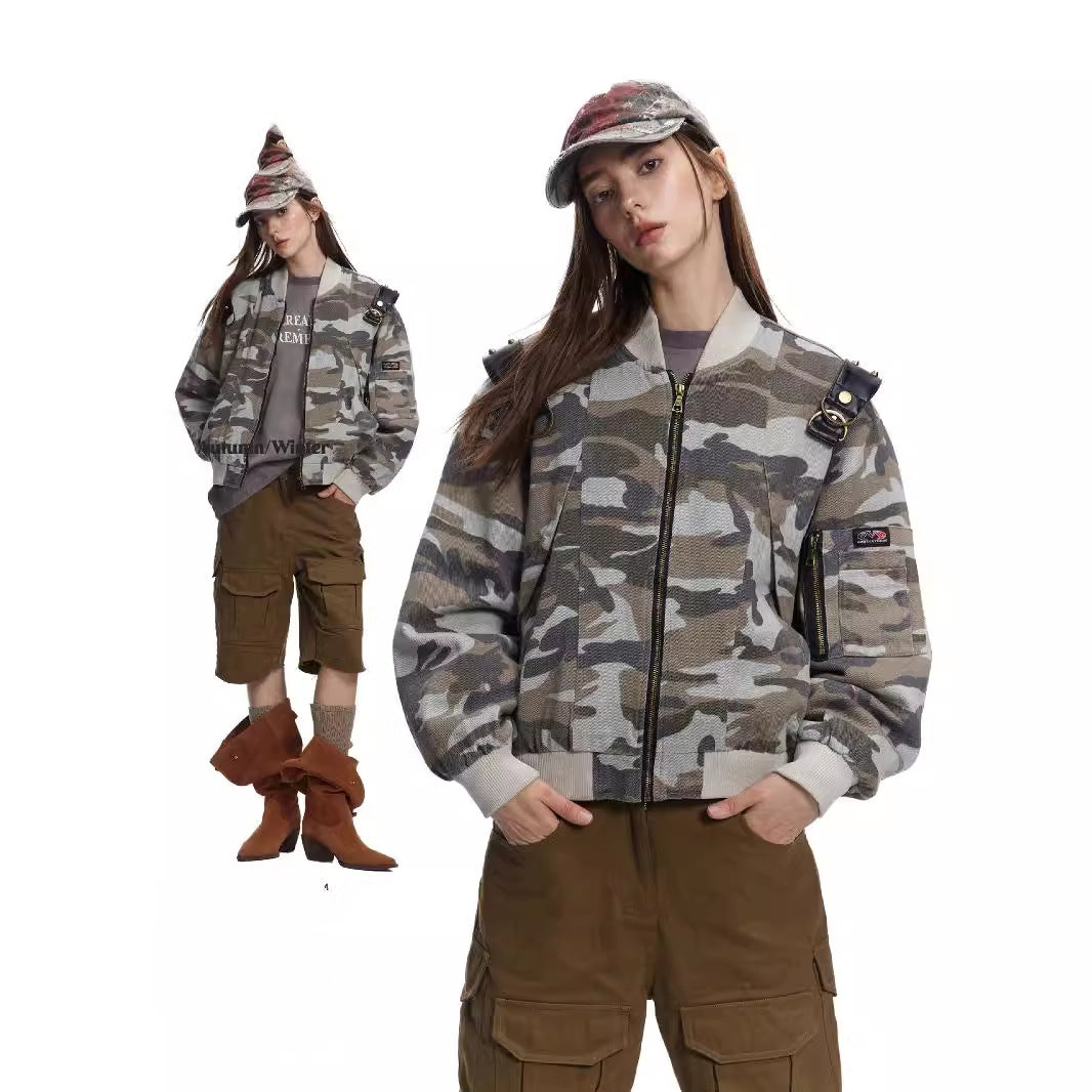 Functional Profile Structure Camouflage Jacket Shoulder Strap Design Sense