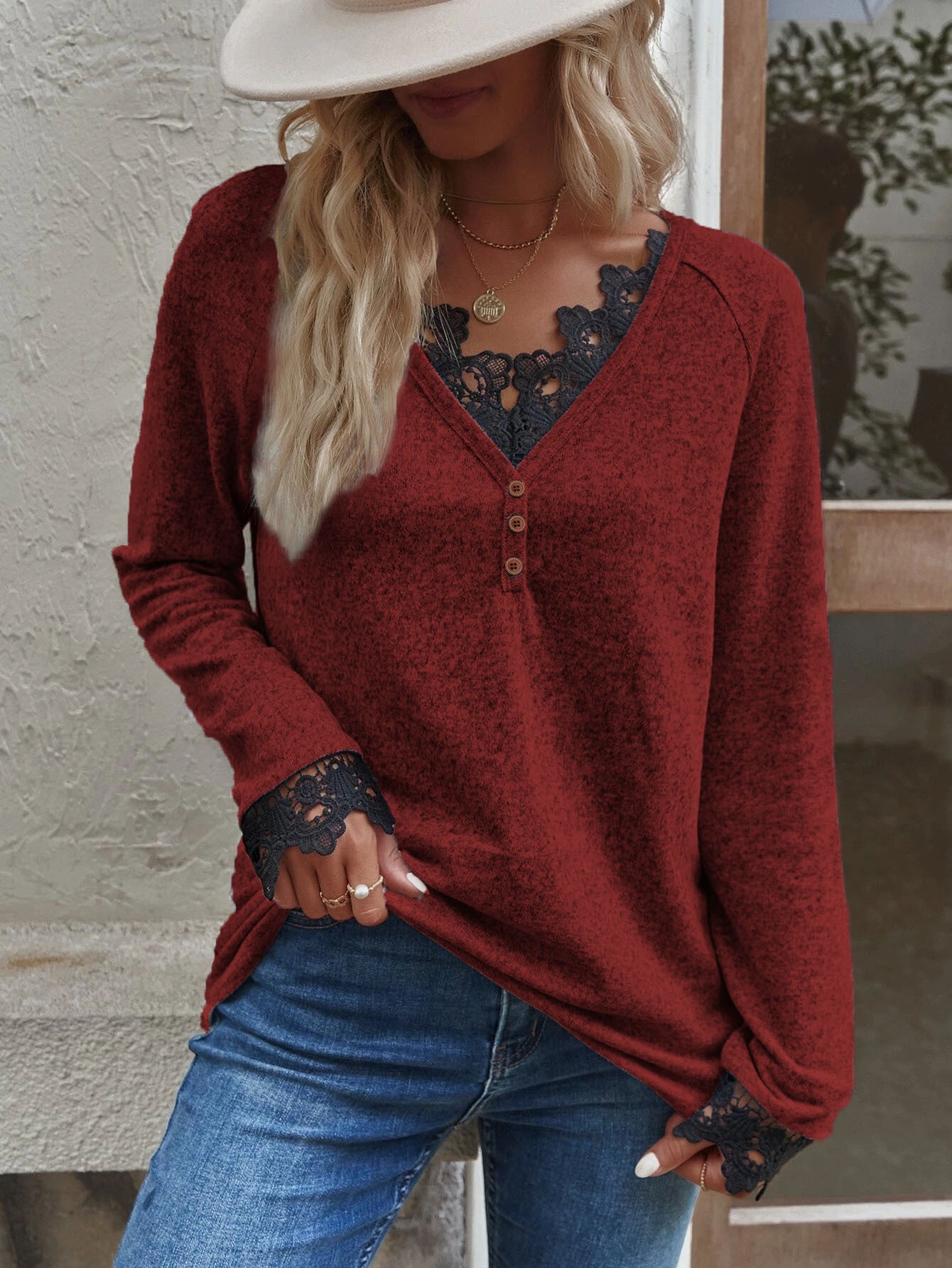 Women's Patchwork Knit Top T-Shirt
