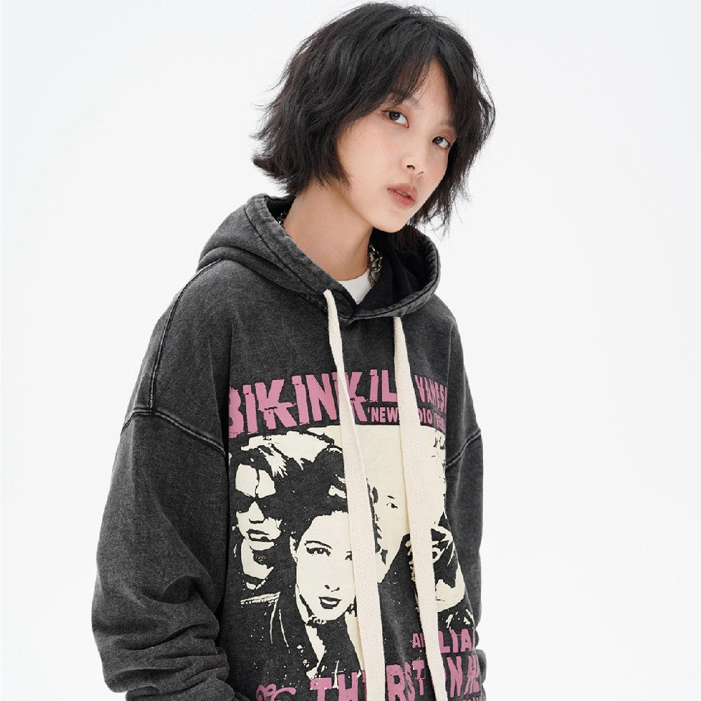 American Retro Trend Character Hooded Sweater