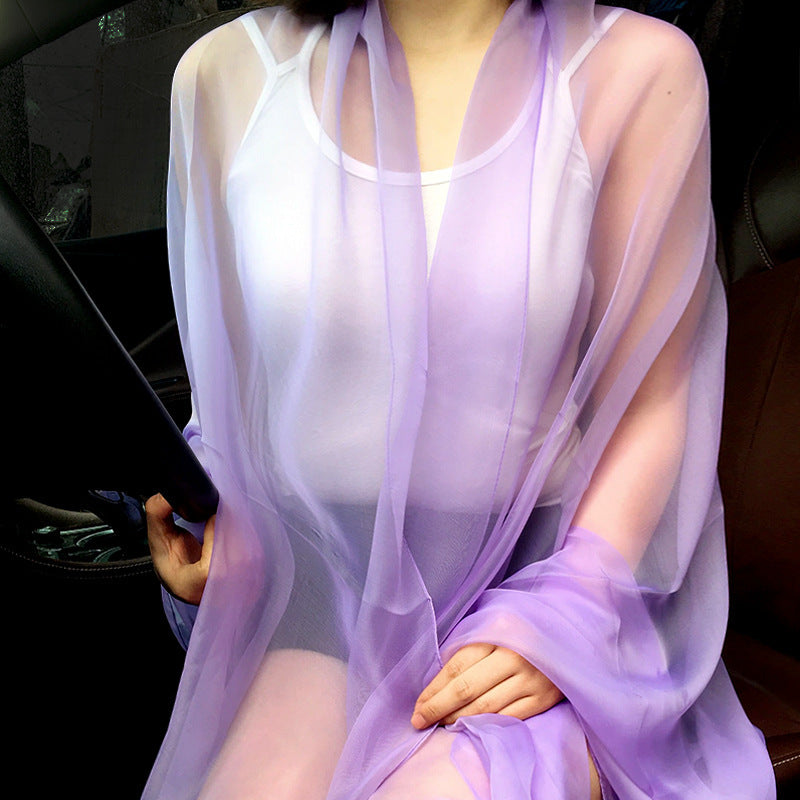 Thin Versatile Solid Color Beach Towel Chiffon Sunscreen Shawl Scarf
