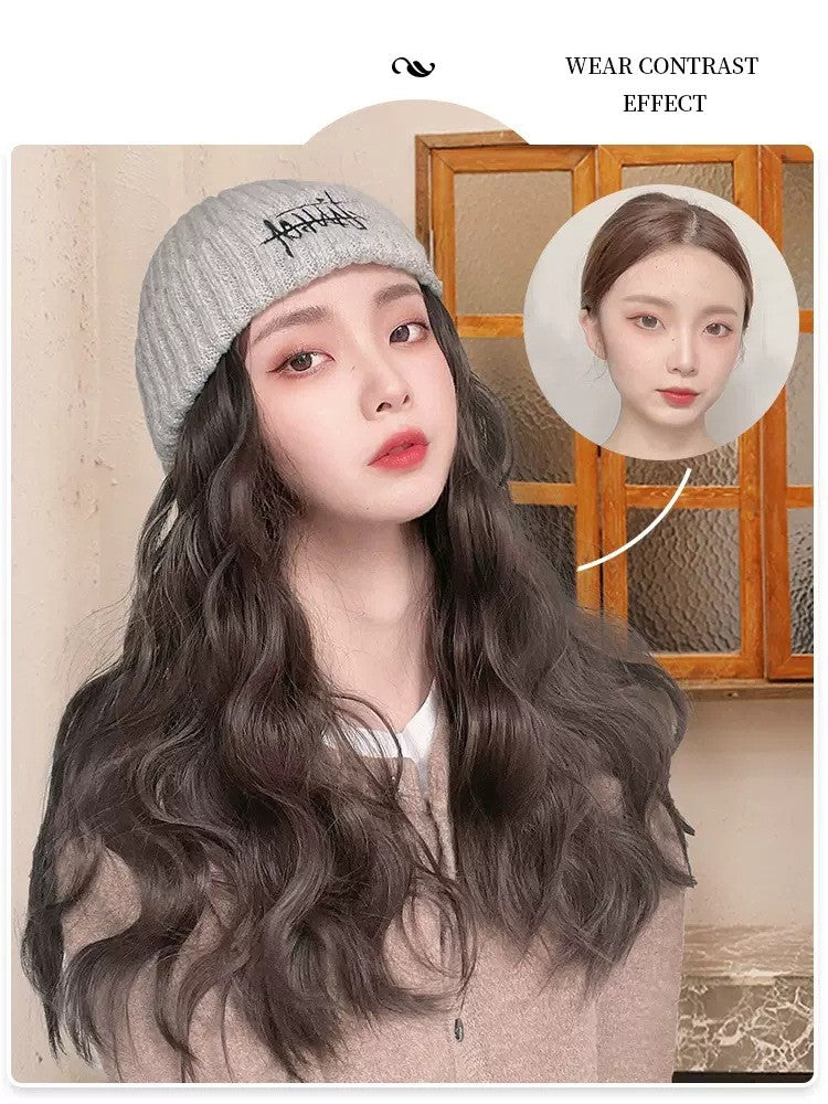 Hat Wig One-piece Situs Embroidery Knitting