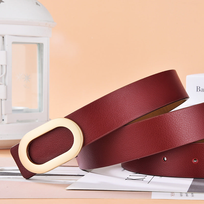 Simple And Versatile Oval Alloy Buckle Ladies Belt