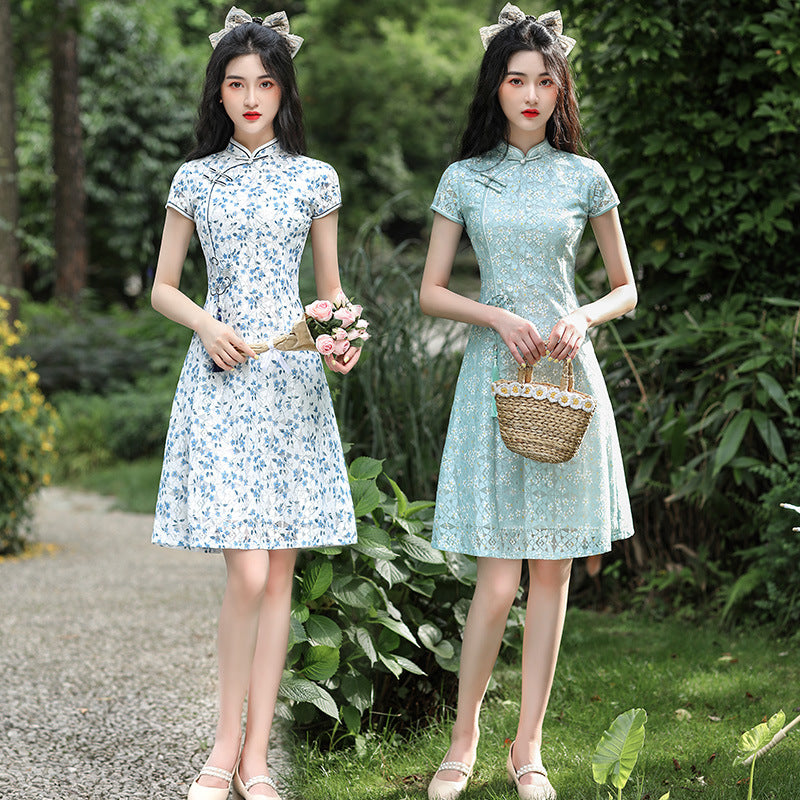 Modificeret Cheongsam Slank Vintage Kinesisk-stil Kjole