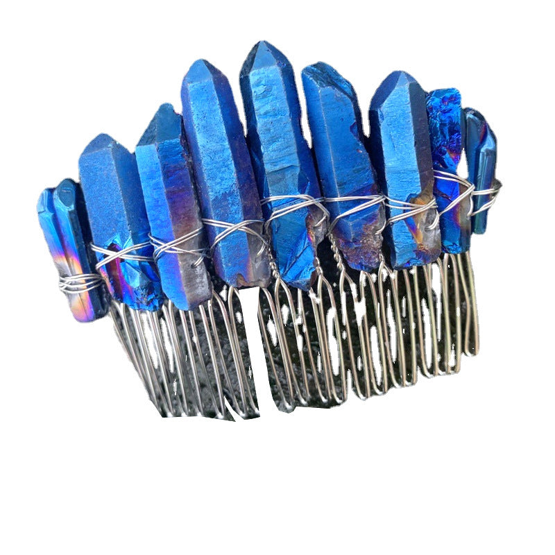 Natural Crystal Bridal Silver Line 20-tooth Hair Comb