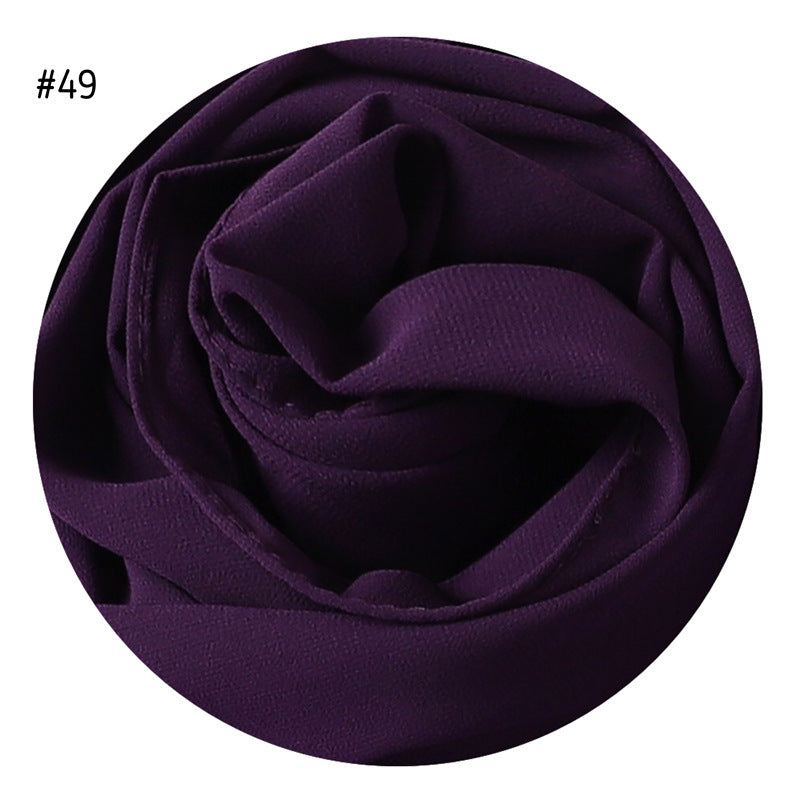 Women's Simple And Versatile Solid Color Pearl Chiffon Scarf