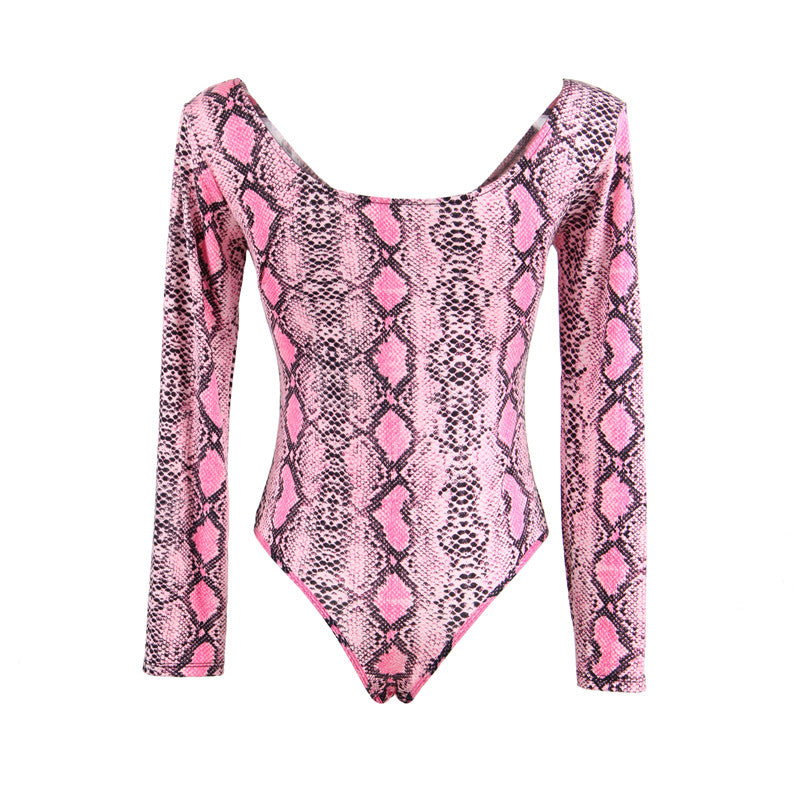 Fashion Pattern Snake Print Women's Bodysuit