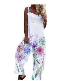 Printed Loose Cotton And Linen Suspenders
