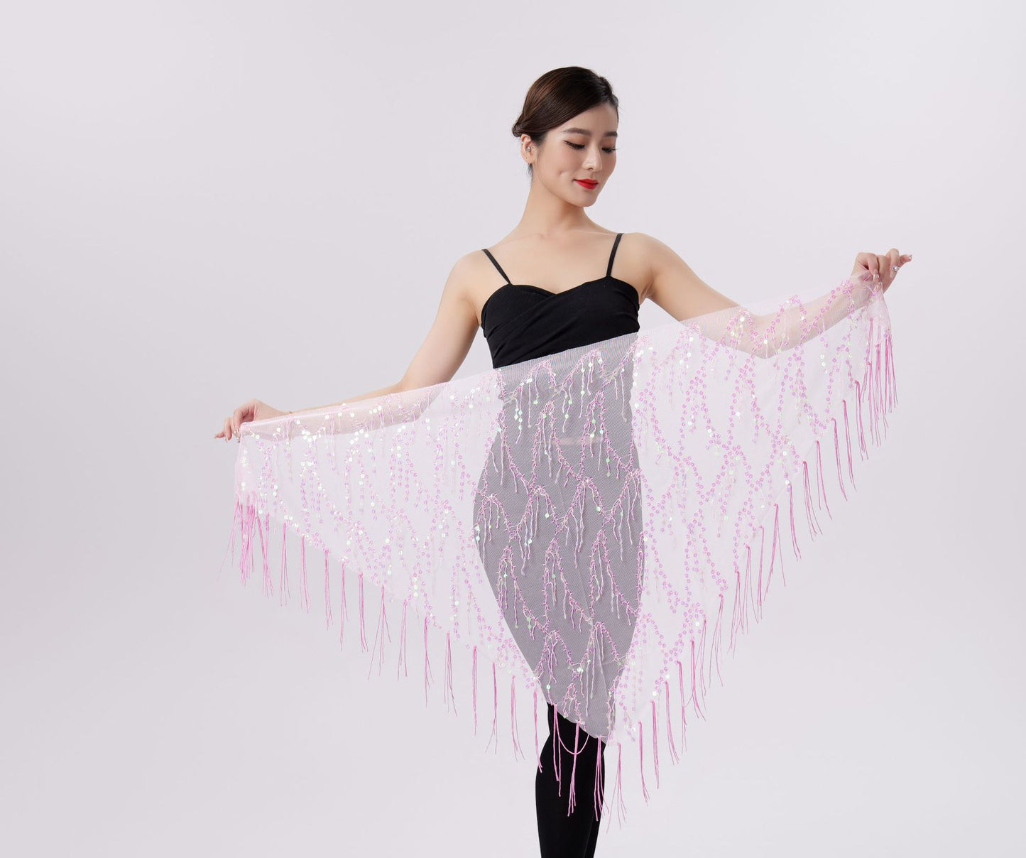 Belly Dance Sequins Tassel Triangle Waist Scarf