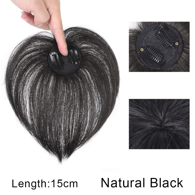 Women's Head Hair Replacement Center-parted Wig Air Side Bangs Two-card Straight Hair