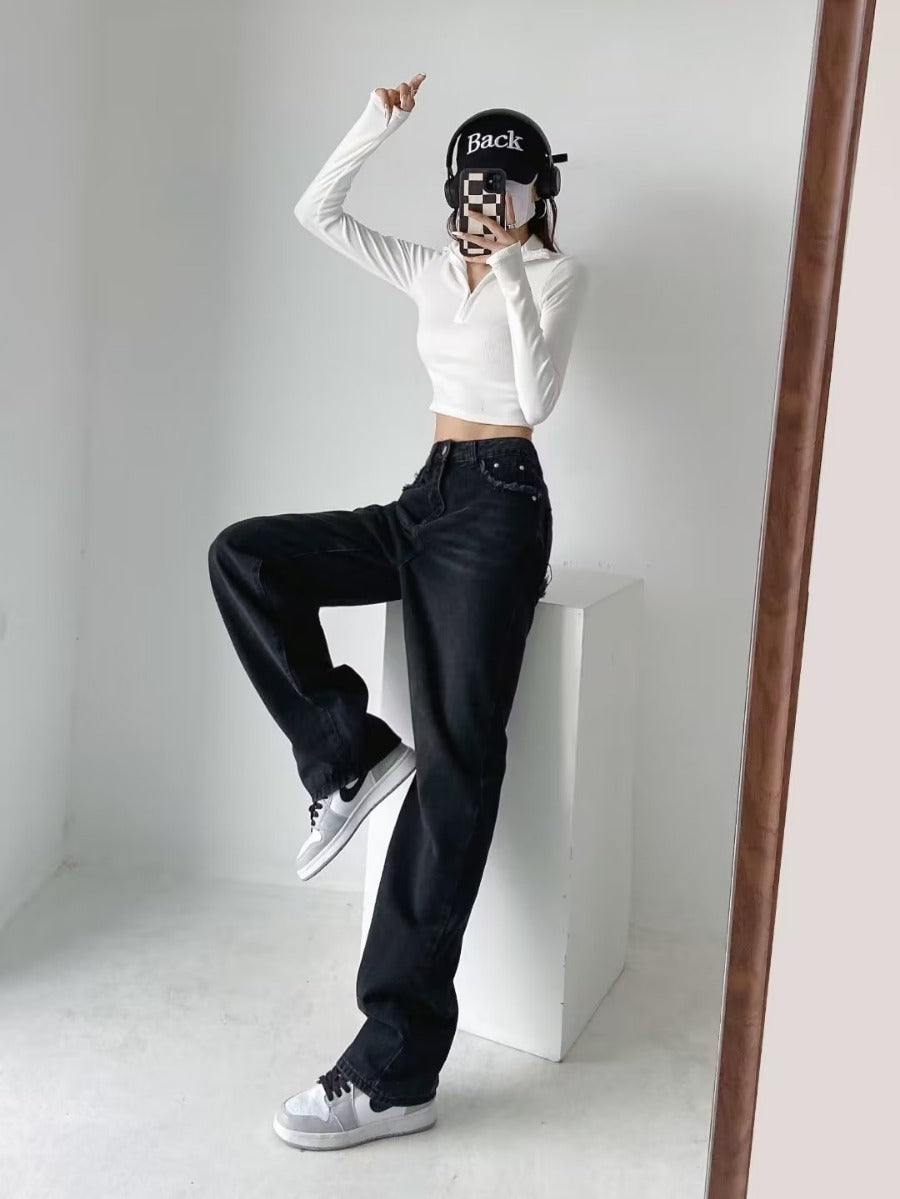 Women's High-waisted Straight Jeans