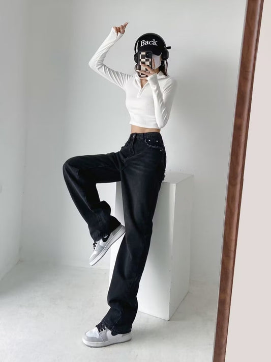 Women's High-waisted Straight Jeans