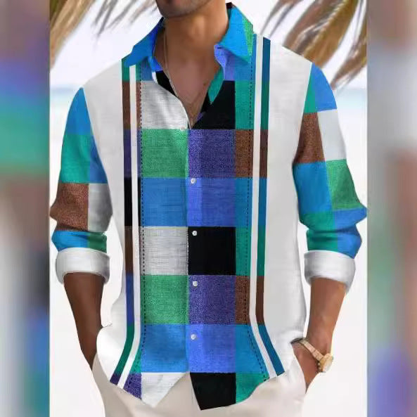 Casual Men's Long Sleeve Shirt Map 3D Printed Casual Autumn Cardigan Tops