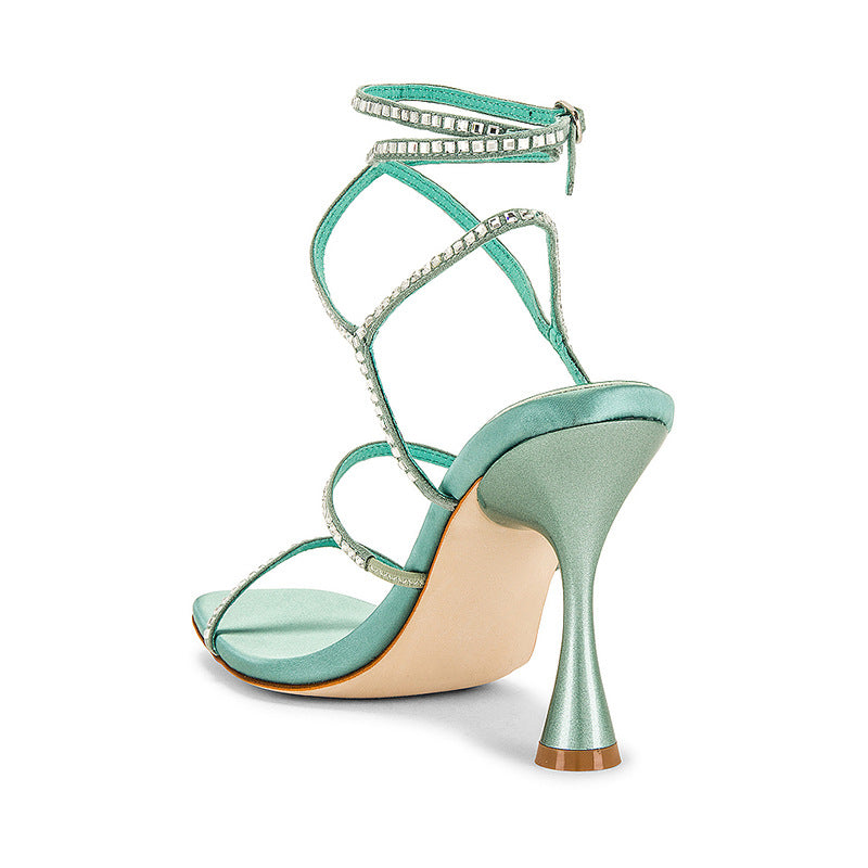 Women's Rhinestone One Word With Square Toe High Heels