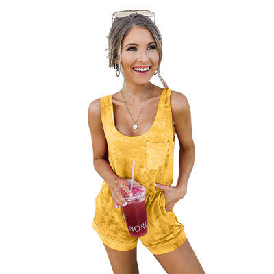 Women's Fashion Gradient Color Skinny Jumpsuit Shorts
