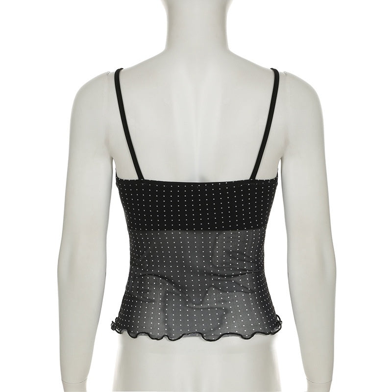 New Dot Sexy Backless Gauzy Strap Hot Girl See-through Women