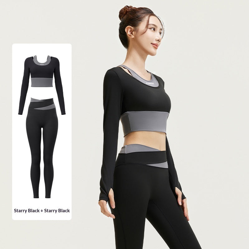 Bra-free Bare-feel Faux Two-piece Yoga Outfit Set