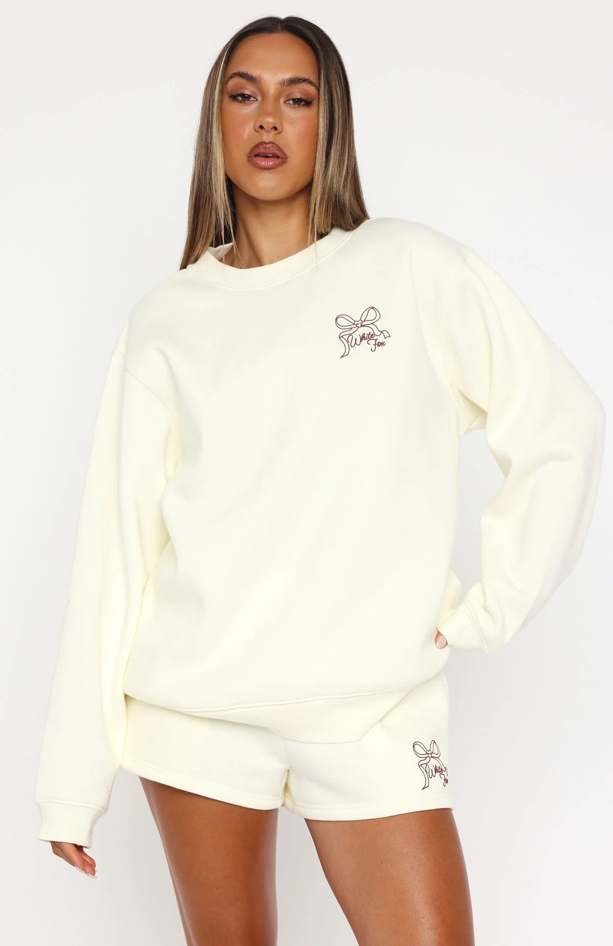 Women's Long Sleeve Bow Print Sweatshirt Hoodie