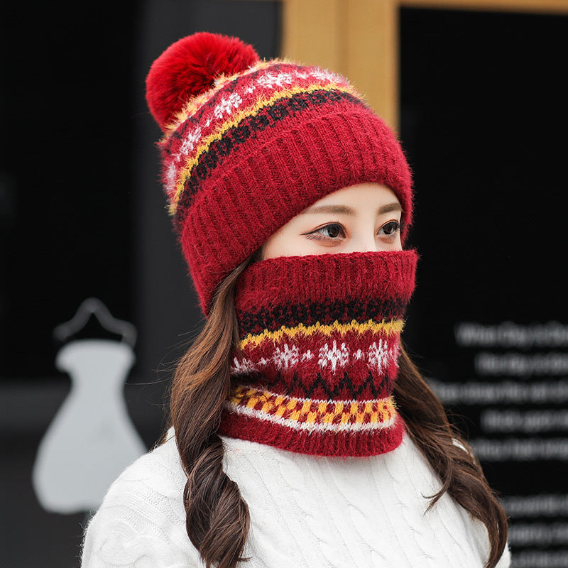 Ladies Outdoor Fleece Thickened Rabbit Fur Knitted Hat