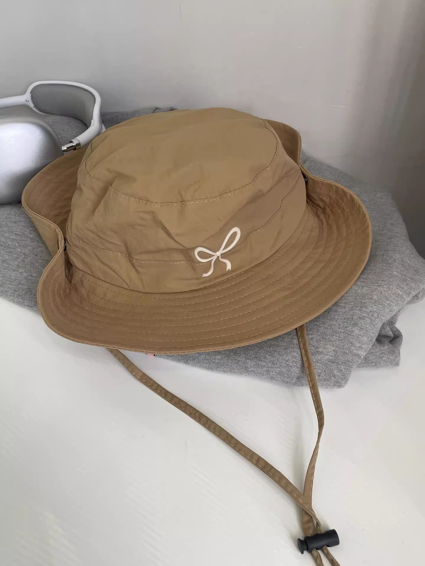 Summer New With Wind Proof Rope Thin Bucket Hat Women