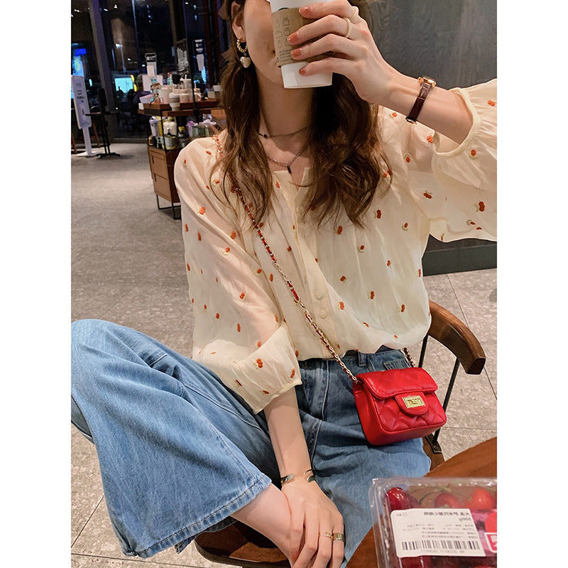 New French Chic Temperament Top Long Sleeved Shirt For Women
