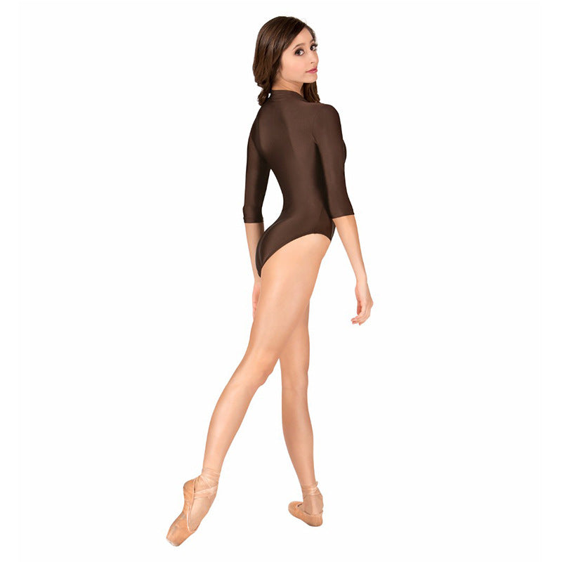 Elastic Dance Gymnastics Exercise Jumpsuit V-Neck Half Sleeve