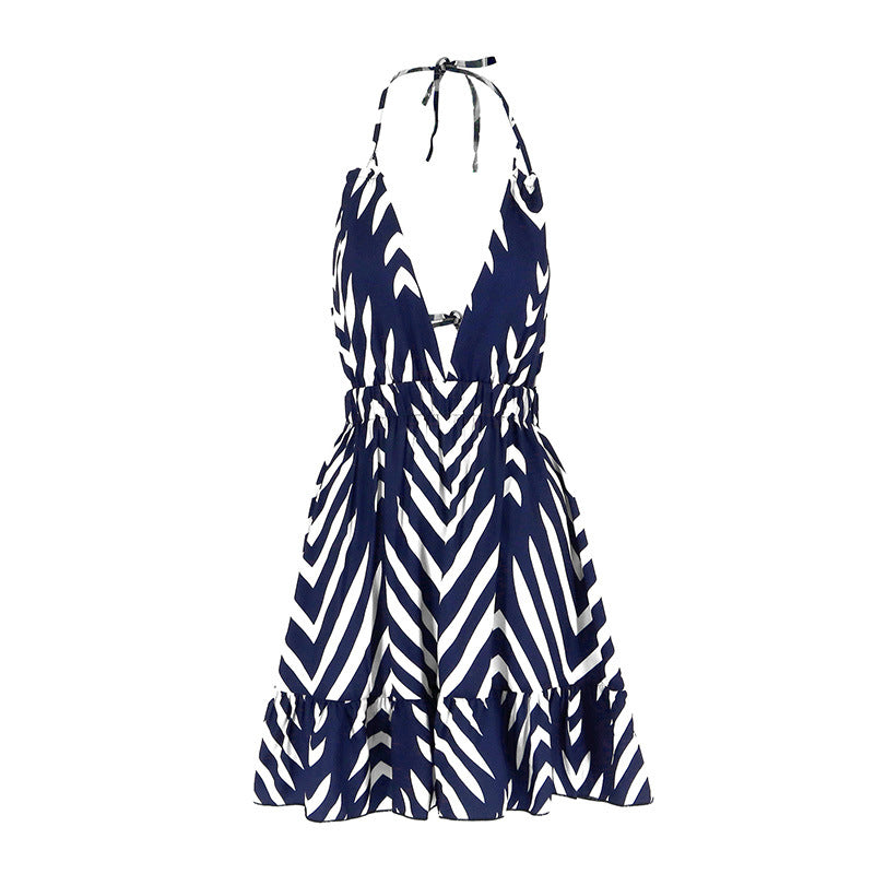 Elegant Random Print Tie-Dye Maxi Dress