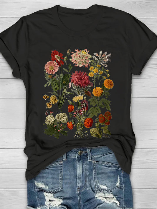 Round Neck White Loose Pullover Chic Dragonfly Short Sleeve
