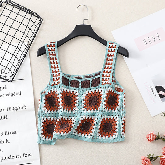 Retro Ethnic Style Knitted Crochet Hollow Suspender