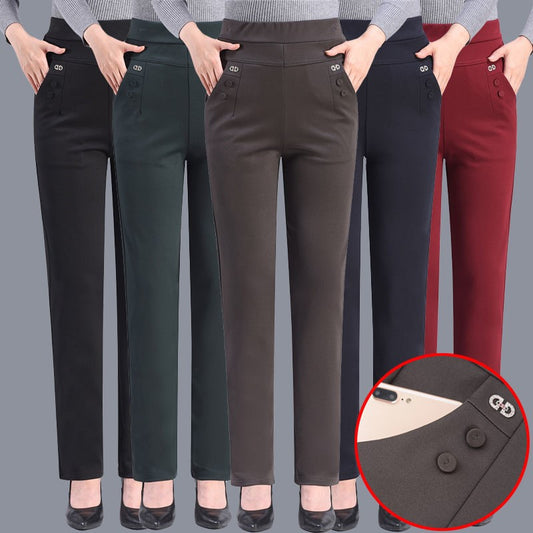Middle-aged Women's Pants Loose High Waist Straight Casual