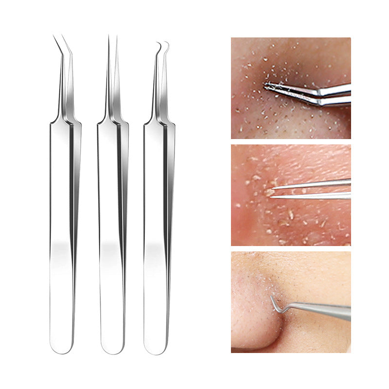 Pimple Pin 15-piece Set Cell Tweezer Acne Removing Blackhead Pincers