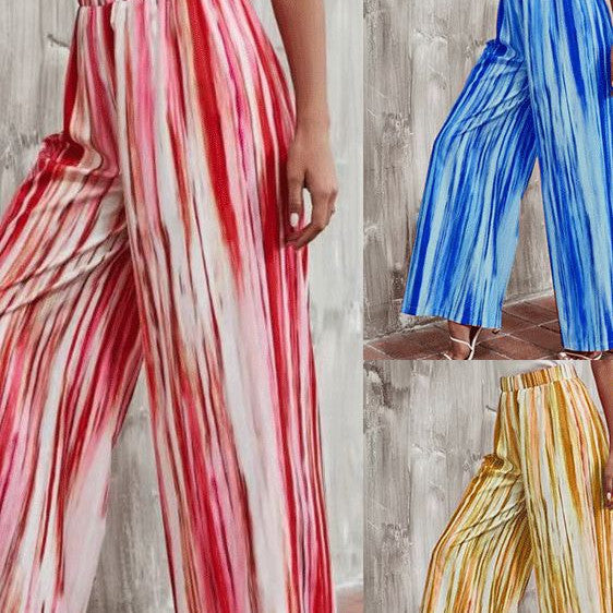 Women's Fashion Loose Casual Printed Straight Sports Trousers