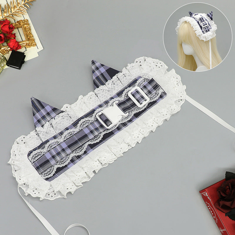 Ancient Early Pastoral Style Subculture Retro Plaid Release Buckle Hair Band