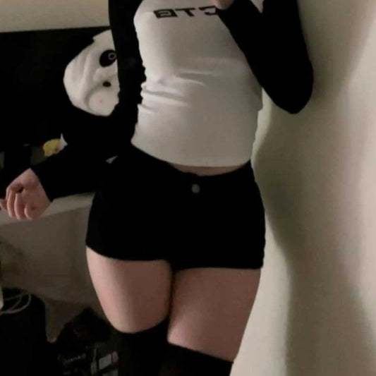 Stretchy Tight-fitting Black Denim Hot Shorts For Spring And Fall New Style