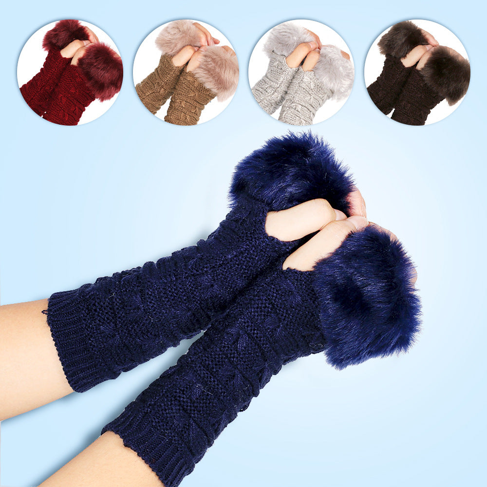 Women's Butterfly Pattern Fleece Gloves Sleeves