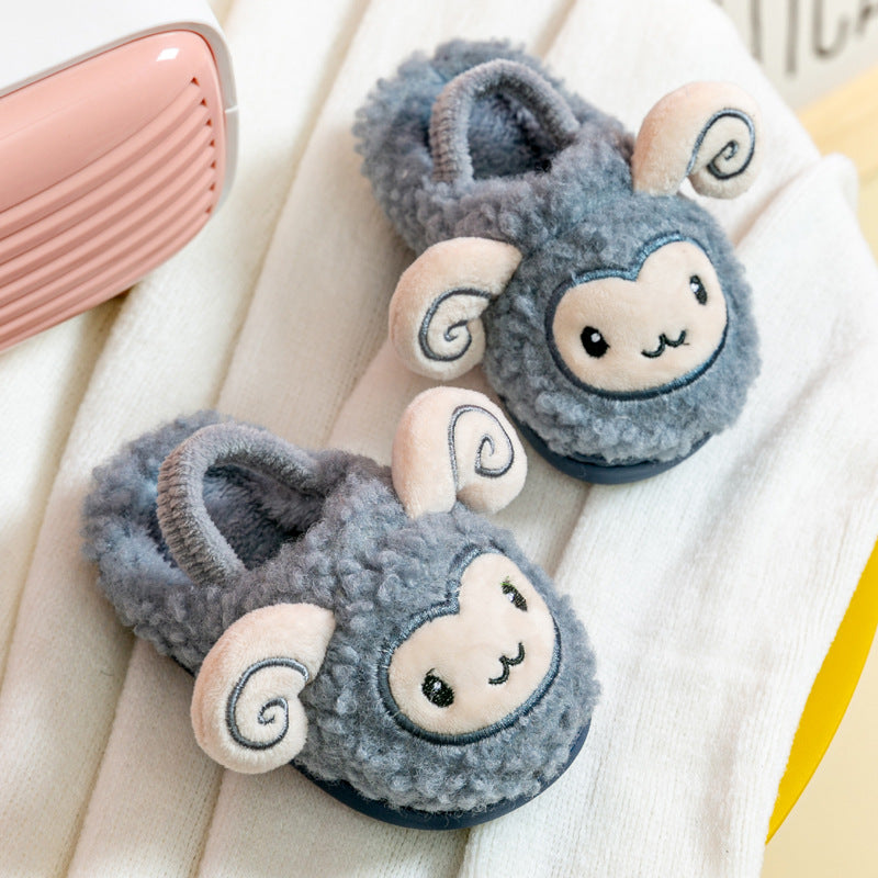 Children Home Slippers Winter Cartoon Sheep Boys Girls