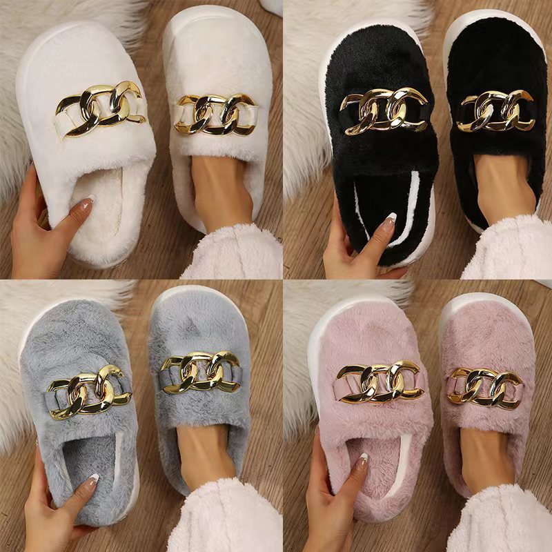 Bunny Hair Baotou Plush Warm Home Slippers