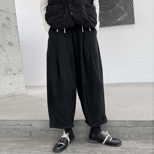 Wide-leg Casual Pants Female Corduroy Loose Color Matching Design